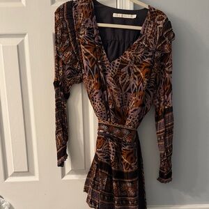 Marie Oliver Brown & Lavender Floral Wrap Maxi Dress